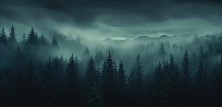 a foggy forest in the fog,の素材