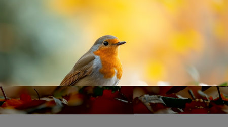 Mugimaki flycatcher perched on a mossy branch.の素材