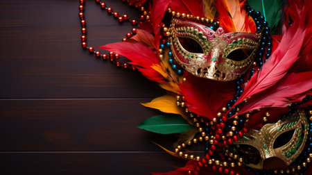 Elegant Mardi Gras mask with pearlsの素材