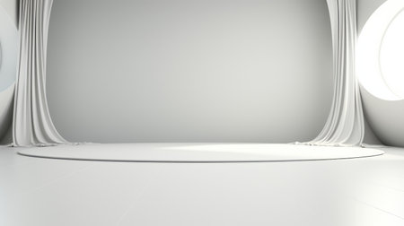 A contemporary runway stage with modern fashion designs.の素材