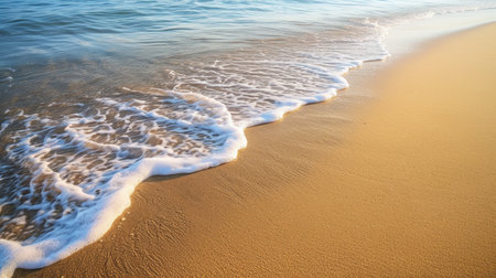 Gentle waves lap against the sandy shore, a tranquil oasis for relaxation.の素材