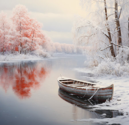 images for boats, snow, i tid, river, boats,の素材