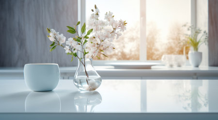 simple dining table in the white bathroom,の素材