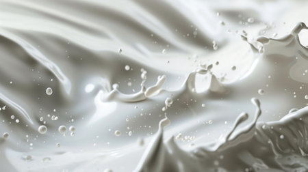 Close-up of milk mixing with water, producing intriguing abstract textures and tones.の素材