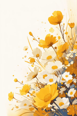 abstract minimalist spring background with flowers large copyspace area.の素材