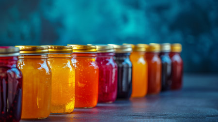 Clean backgrounds adorned with jars of vibrant.の素材