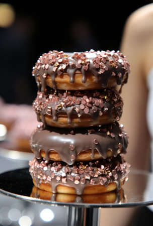 chocolate sprinkled donuts were a big hit at the 2015 intellivision awards.の素材