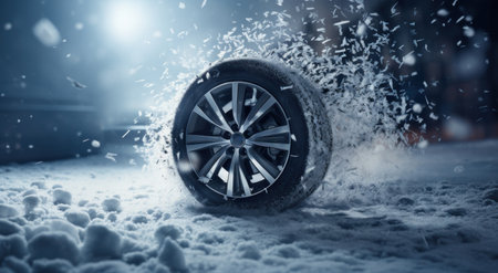 car tire in the snow.の素材