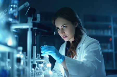 female chemistry scientist working in the laboratory.の素材