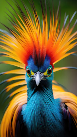 A close-up shot of a flamboyant bird of paradise.の素材
