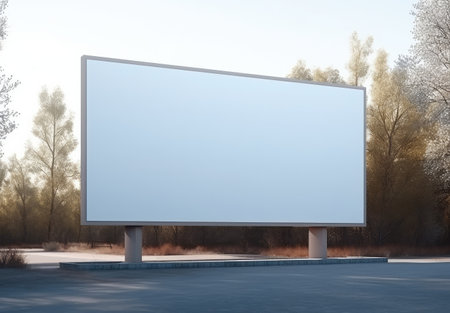 an empty billboard on the side of a street.の素材
