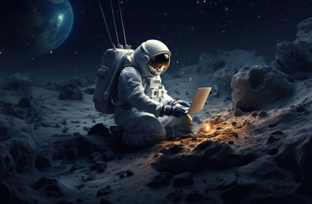 an astronaut floating in space.の素材