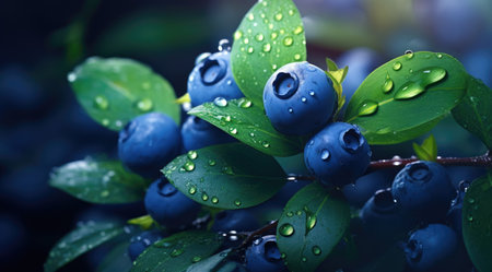 blueberries wallpaper, on dark background.の素材
