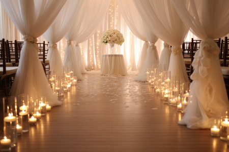 Romantic wedding ambiance with rings, lace, and ample space for eternal promises.の素材