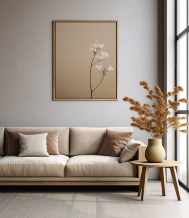 gray sofa in living room.の素材