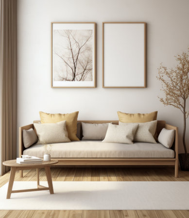 gray sofa in living room.の素材