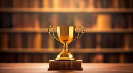 image of cup sitting atop books on a table.の素材