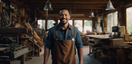 man holding laptop and smiling at camera man.の素材