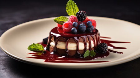 the best dark chocolate mousse, with berries and fruit.の素材