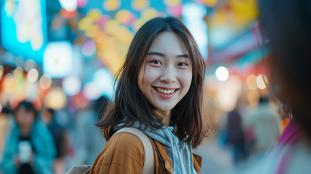 beautiful girl looking at camera.の素材