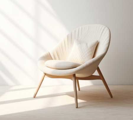 a chair designed with a wooden frame.の素材