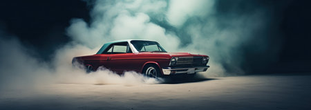 a small car going up to the ceiling, with smoke.の素材