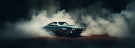 a small car going up to the ceiling, with smoke.の素材