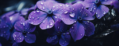 beautiful water drops from purple flowers.の素材