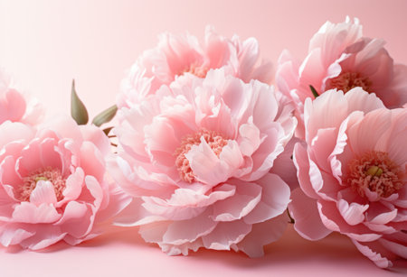 pink peonies on a pink background.の素材