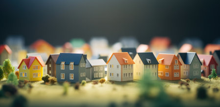miniature houses in a small town.の素材