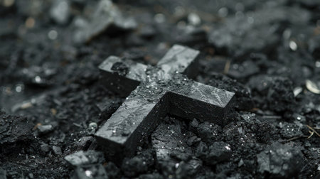 The Christian cross and ash symbolize the religious concepts of sacrifice and redemption in Christianity.の素材