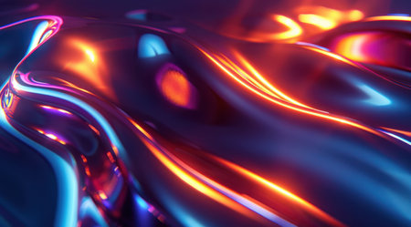 the wave of colorful light shows in the dark background.の素材