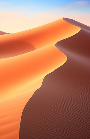 sand wave is blown from one spot in the dunes of namibia sand.の素材