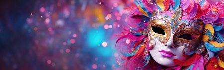 carnival mask on a bright colored background.の素材