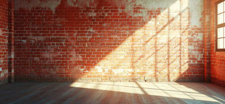 an empty room inside of a brick wall.の素材