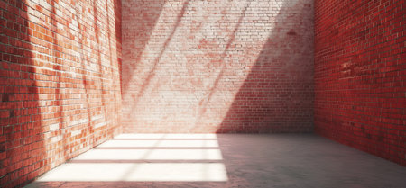 an empty room inside of a brick wall.の素材