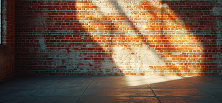 a very large empty brick wall with light coming through.の素材