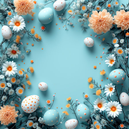 an Easter background with an easter egg frame.の素材