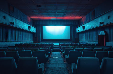 cinema in a dark building cinema.の素材