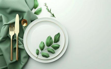 elegant plate with place setting.の素材