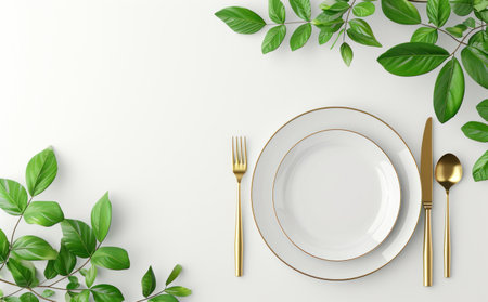 elegant plate with place setting.の素材