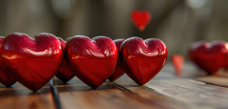 four beautiful wallpapers of red hearts.の素材