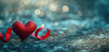 red heart ribbon wallpaper.の素材