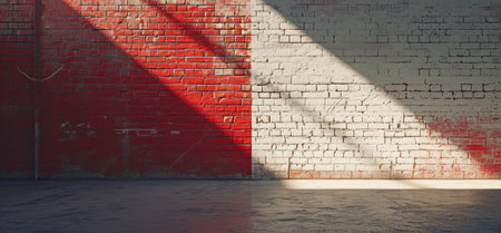 an empty room inside of a brick wall.の素材