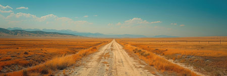 a dirt road leading to nowhere in the desert montana.の素材