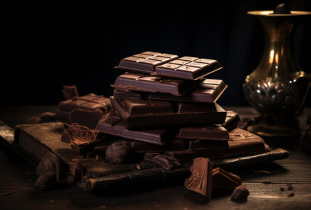 chocolate on a black table.の素材