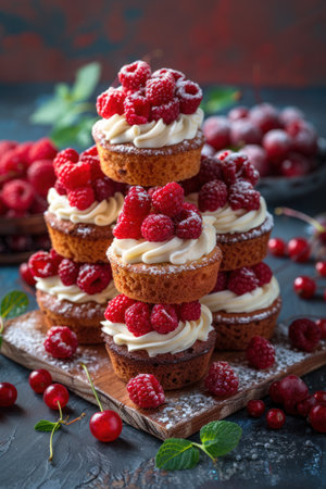 Mini cakes with various fillings.の素材