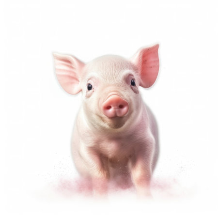 Cute pig portrait isolated. Illustration Generative AIの素材