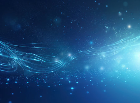 Blue lights wave background. Illustration Generative AIの素材