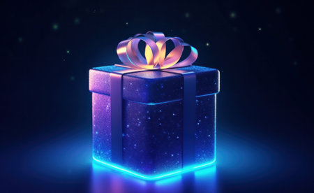 Purple magic gift box. Illustration Generative AIの素材